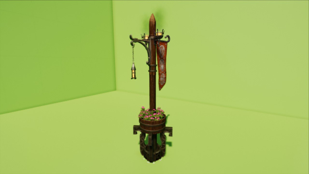 Viking Street lamp with planter