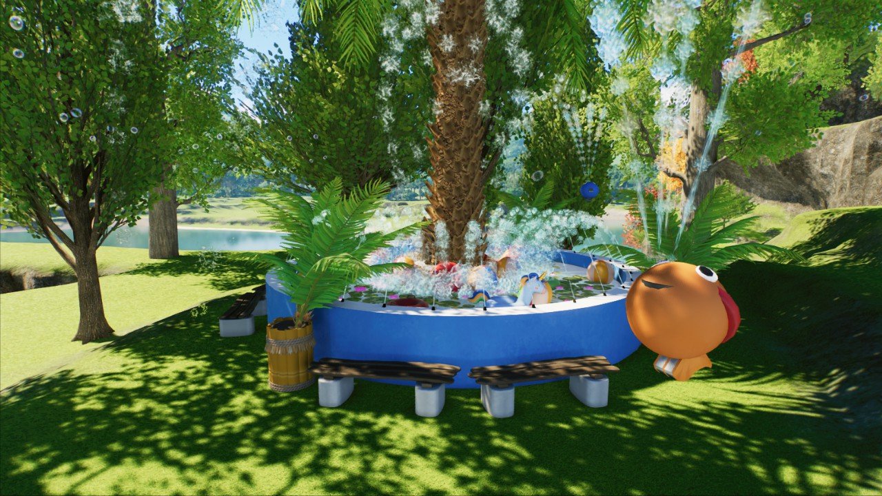 Dancing tropical water fountain