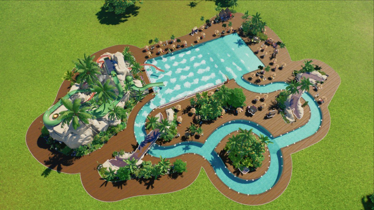 Wave Pool + Lazy River + 2 Flumes + Shops