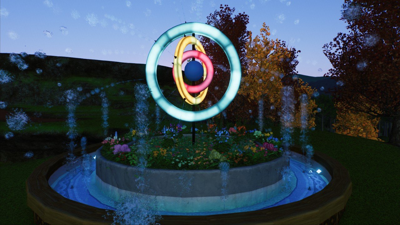 Colorful tropical water fountain