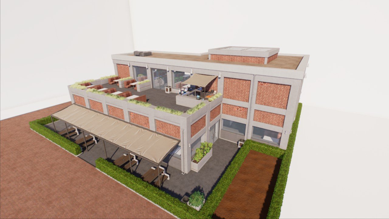Realistic restaurant Roof Terrace