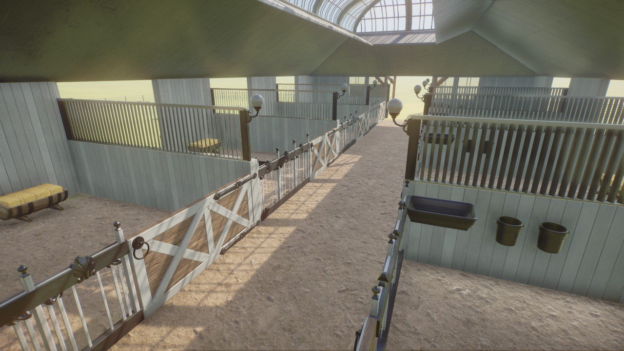 Grey barn path through center