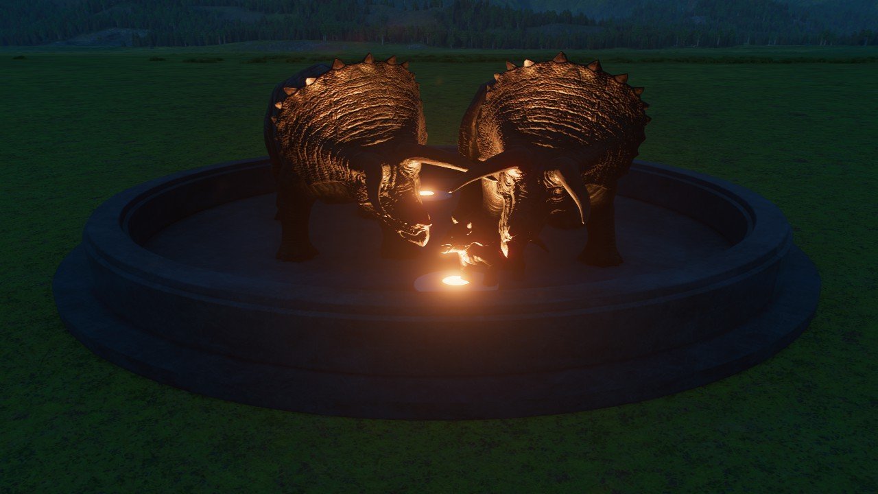 Dark Mood Triceratops Family Statue