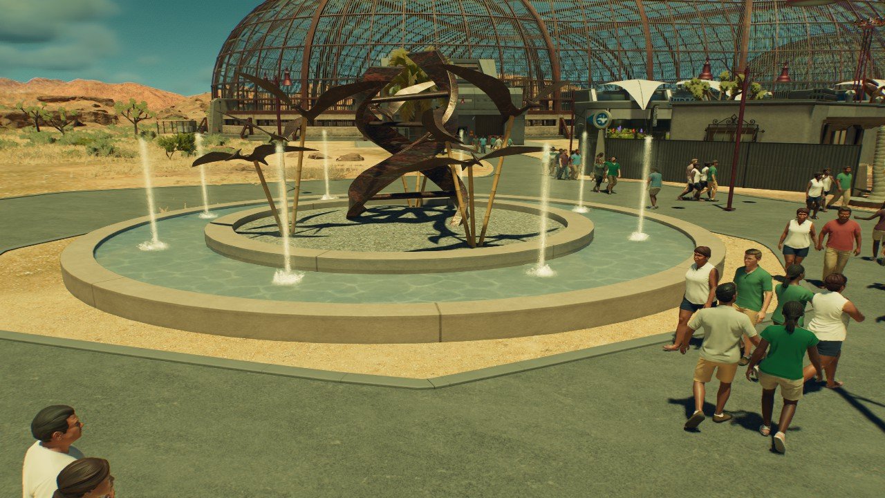 Fountain With Pterodactyl And DNA Statue's