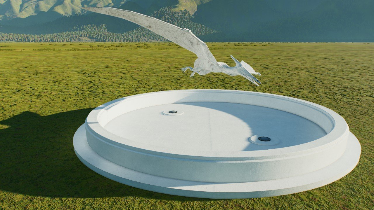 Marble Plaza Pteranodon Statue