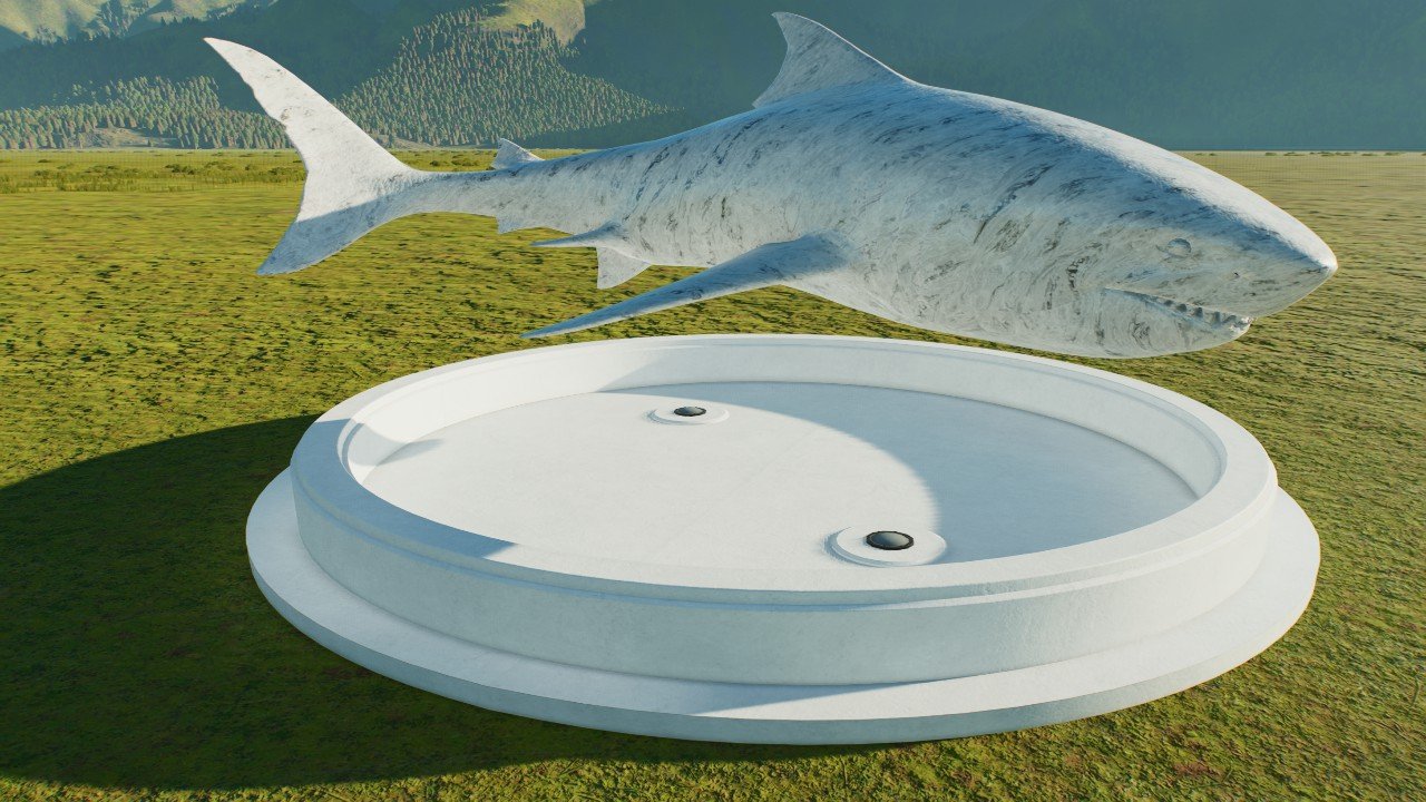 Marble Plaza Megalodon Statue