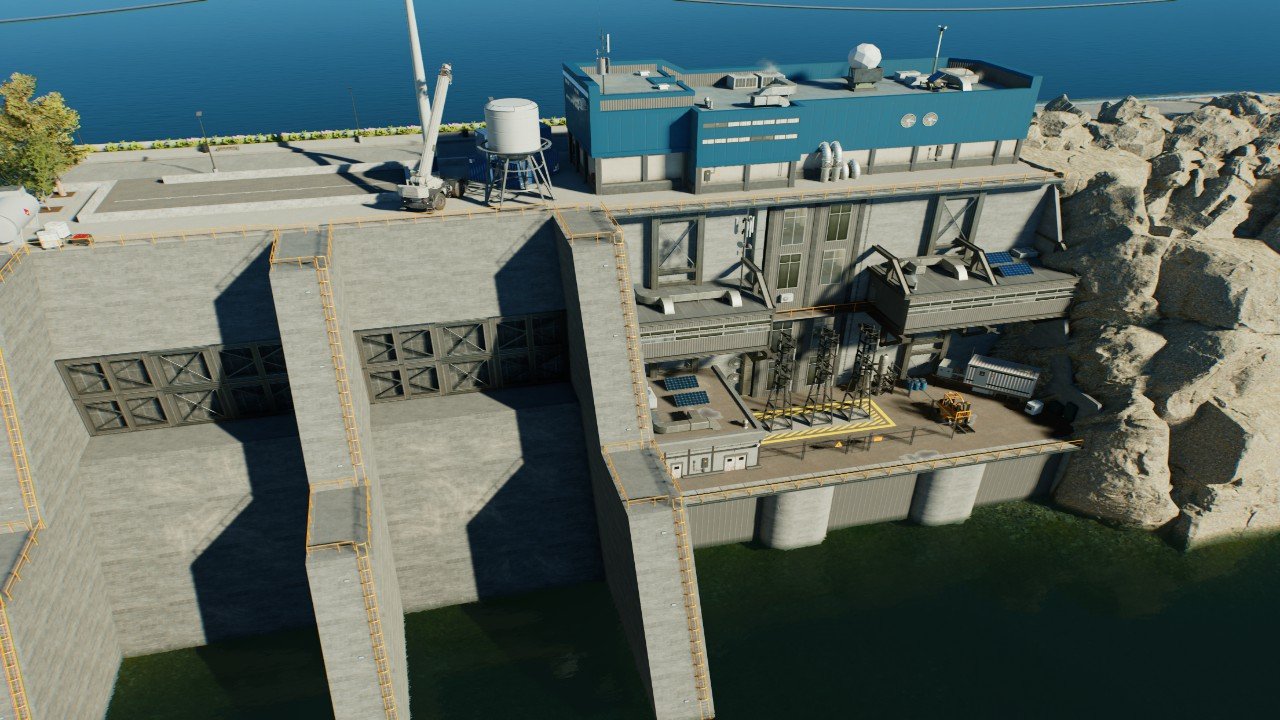 Jurrasic World Large Hydro Electric Dam And Power Station