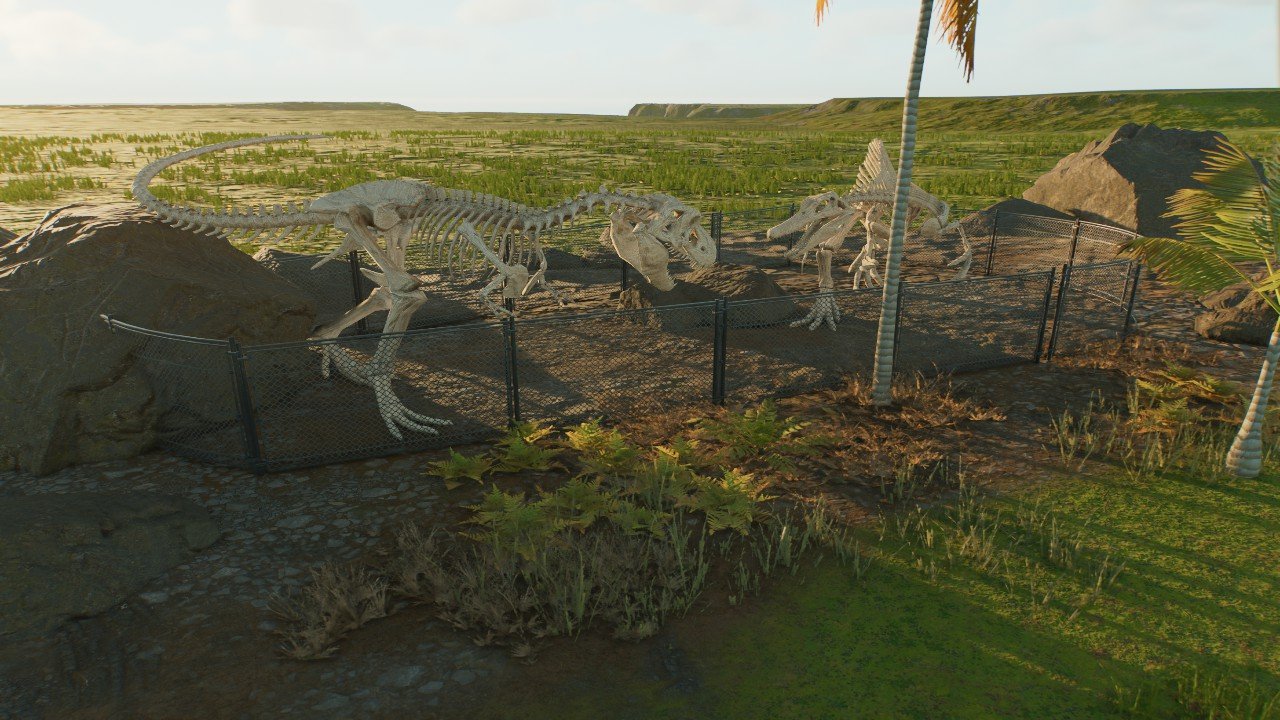Trex vs spinosaurus fossil display - Workshop - Jurassic World Evolution 3