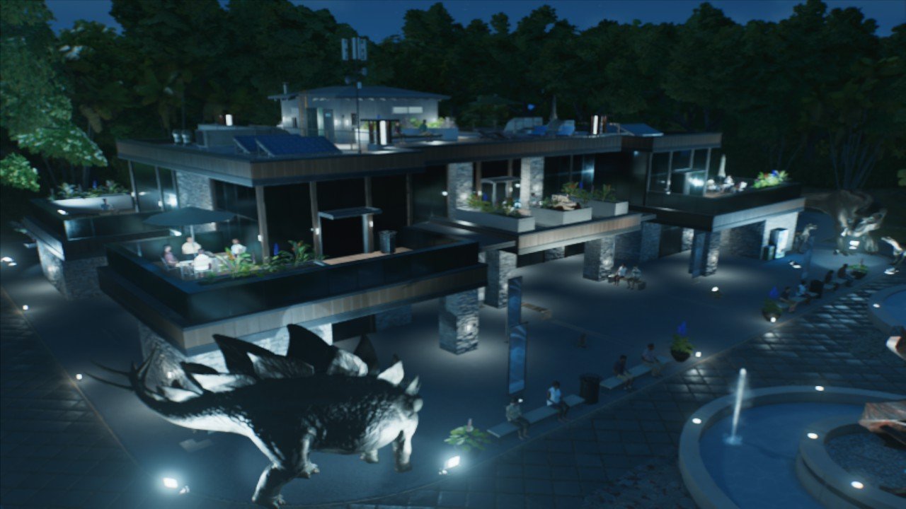 Modern Stone and Glass Park Entrance