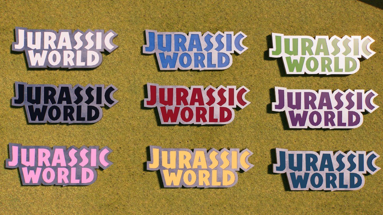 Recolourable Jurassic World Sign