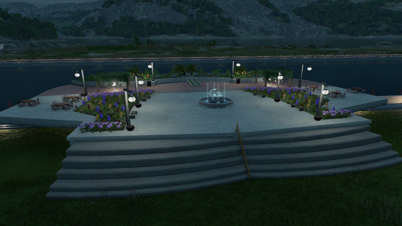 Seating Area with Fountain - Workshop - Jurassic World Evolution 3