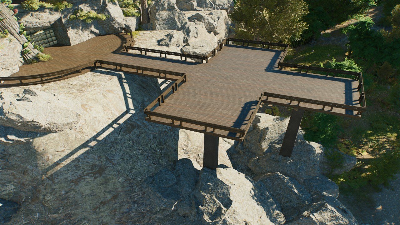 Wooden cliff deck undecorated