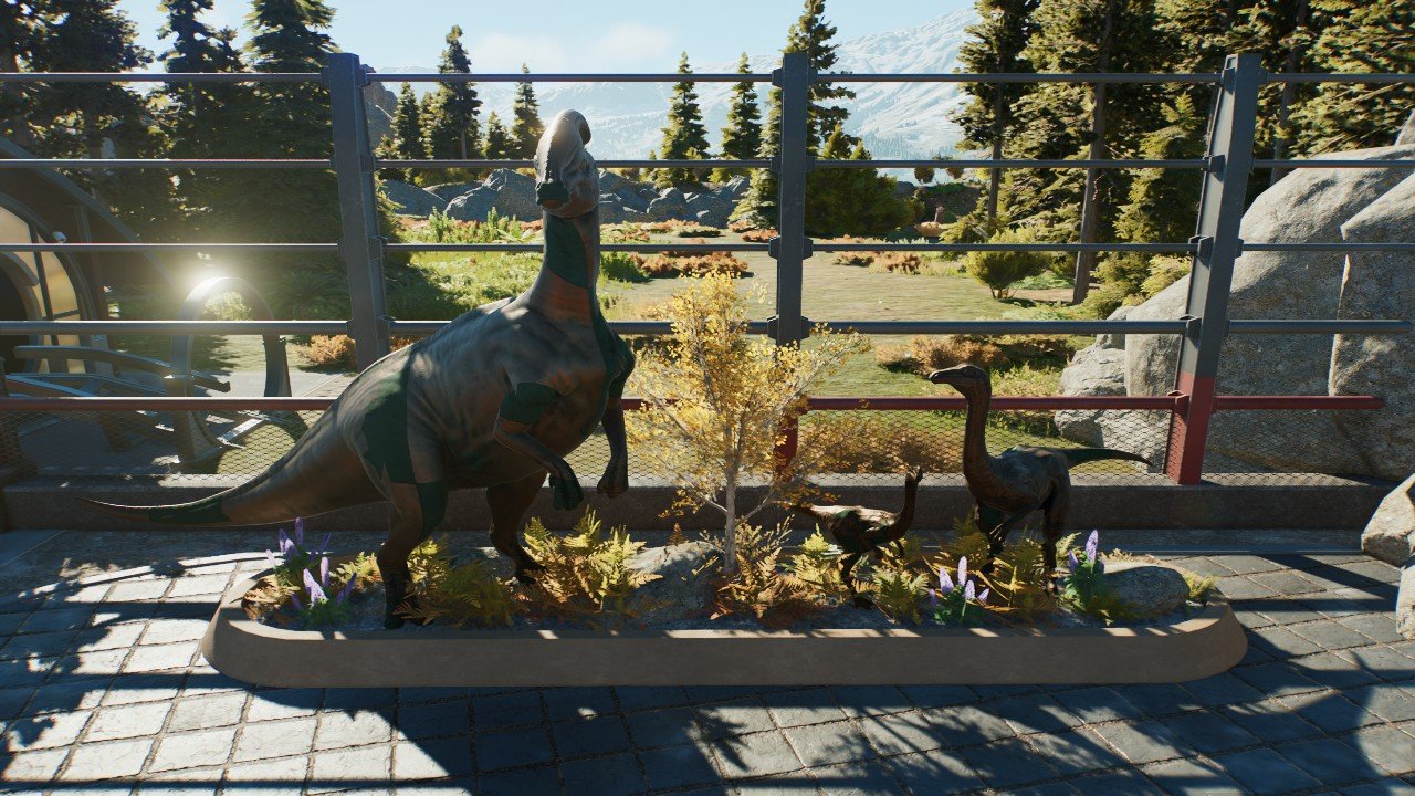Parasaurolophus and Gallimimus Planter