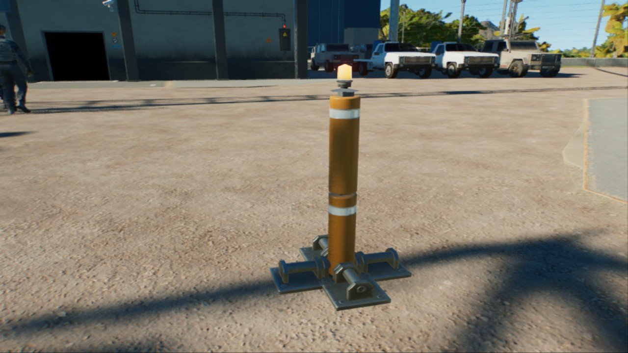 yellow safety bollard