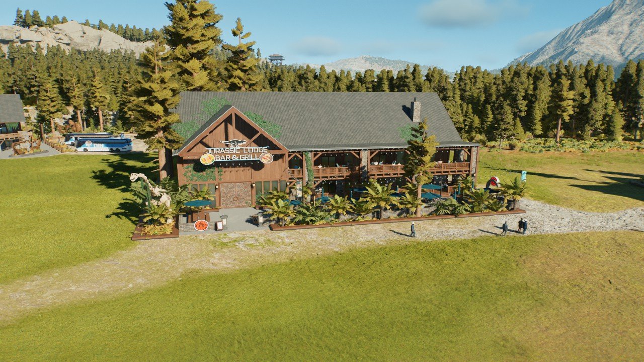 Jurassic Lodge: Large food and drink amenitie buildings