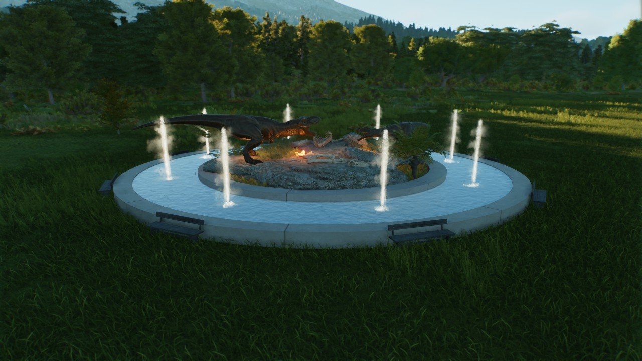 Trex V Allosaur Fountain