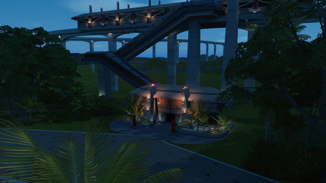 Jurassic park themed monorail