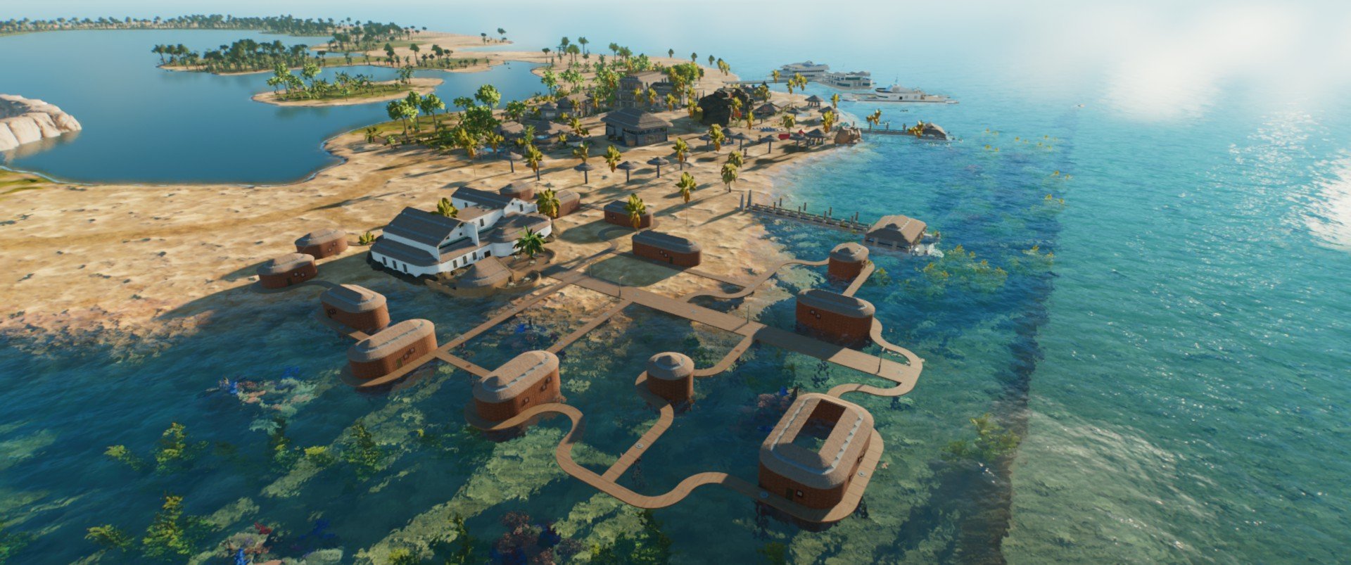 The Bahamas - Flat Tropical Map (Decorated)