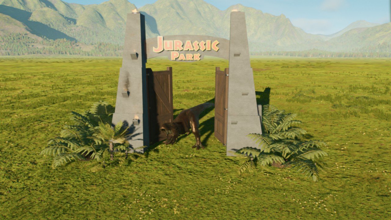 jurassic park gate with t-rex - Workshop - Jurassic World Evolution 3