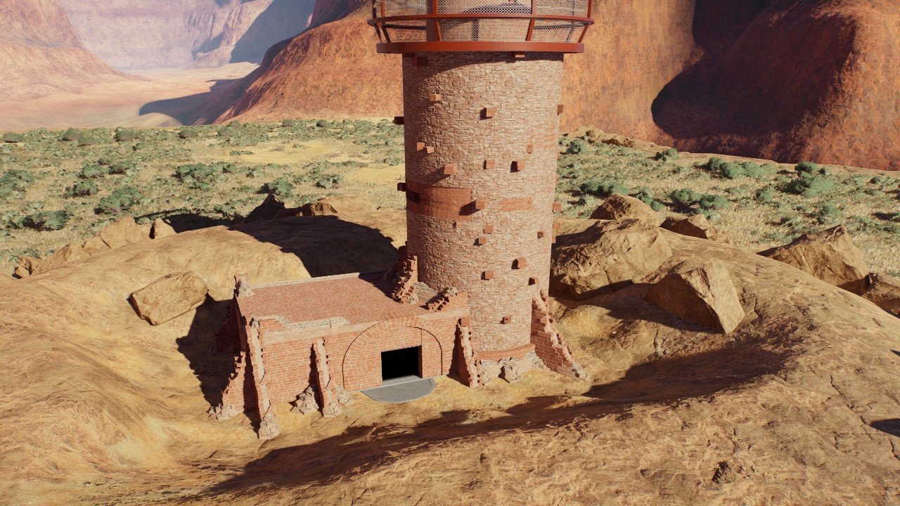 Southwest desert ruins viewing tower