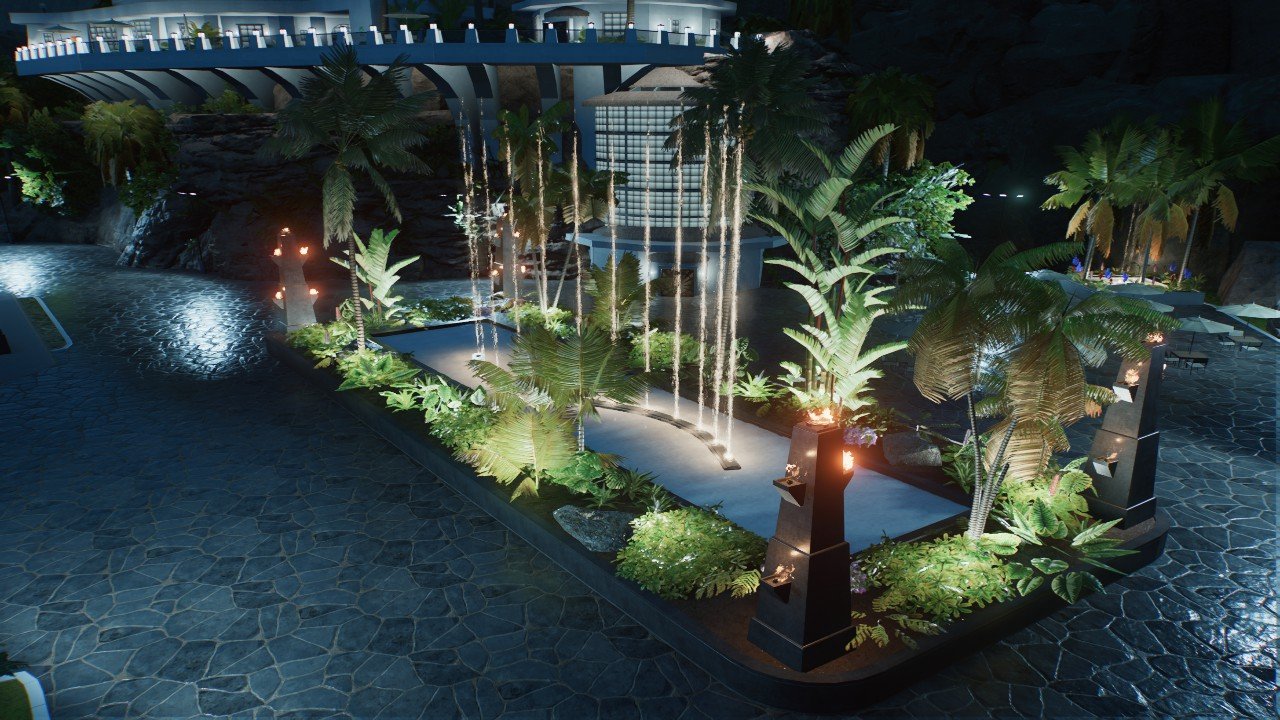 Light Up Tropical Jurassic Torch Fountain