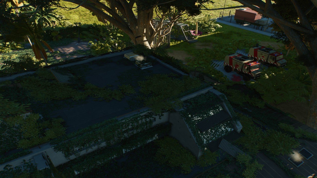 Abandoned overgrown and damaged JP Paleo-Medical facility (Swrve