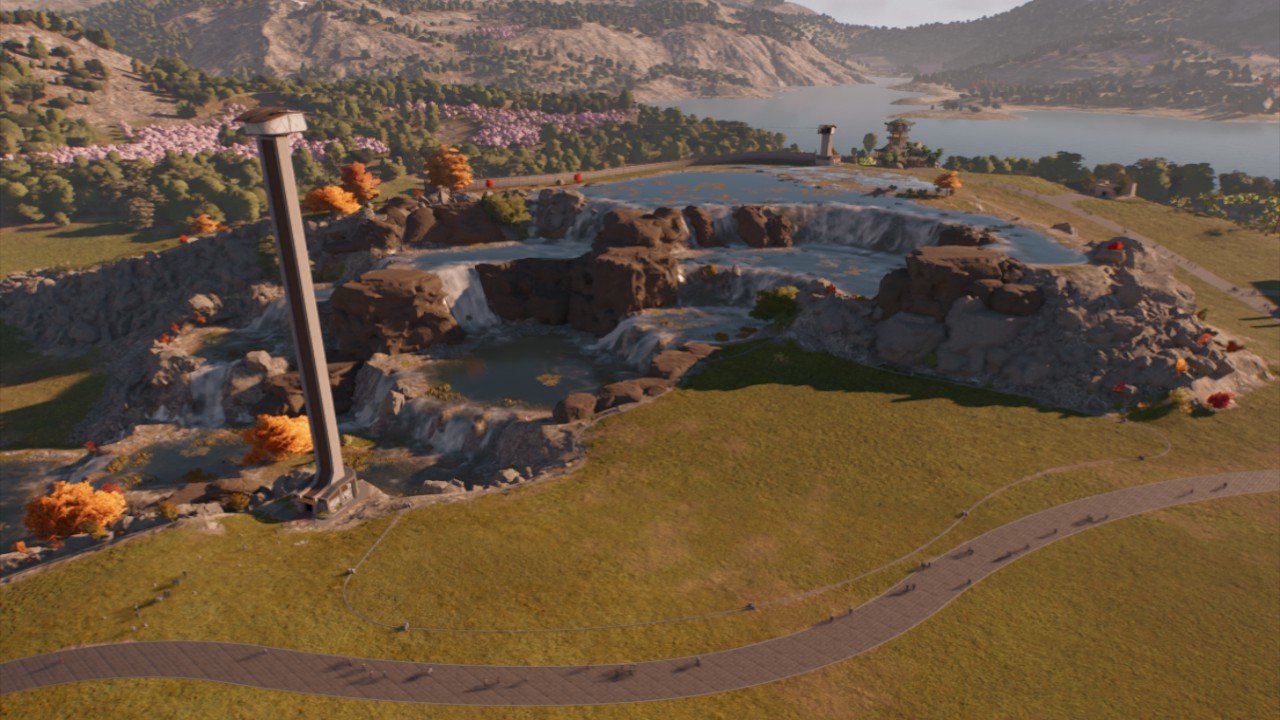 cable car over waterfalls - Workshop - Jurassic World Evolution 3