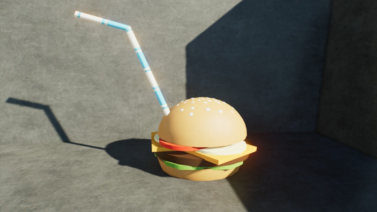a giant burger with a straw
