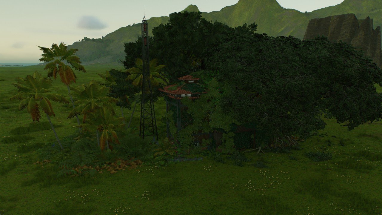 Abandoned overgrown Lost World Style Small Power Station