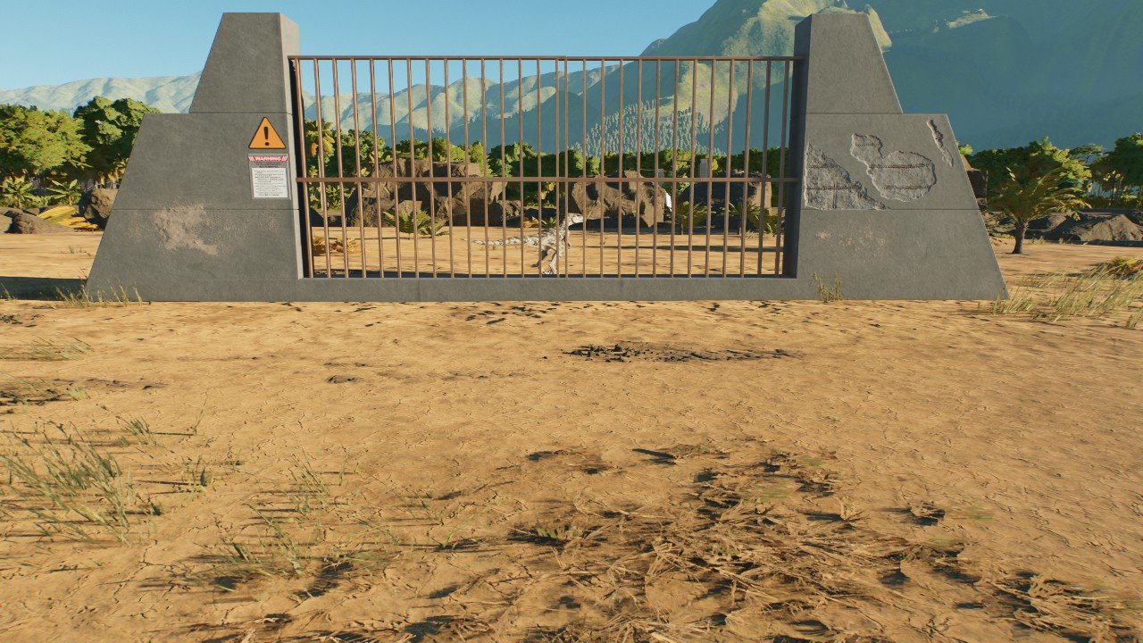 Damaged Jurassic park styled fence