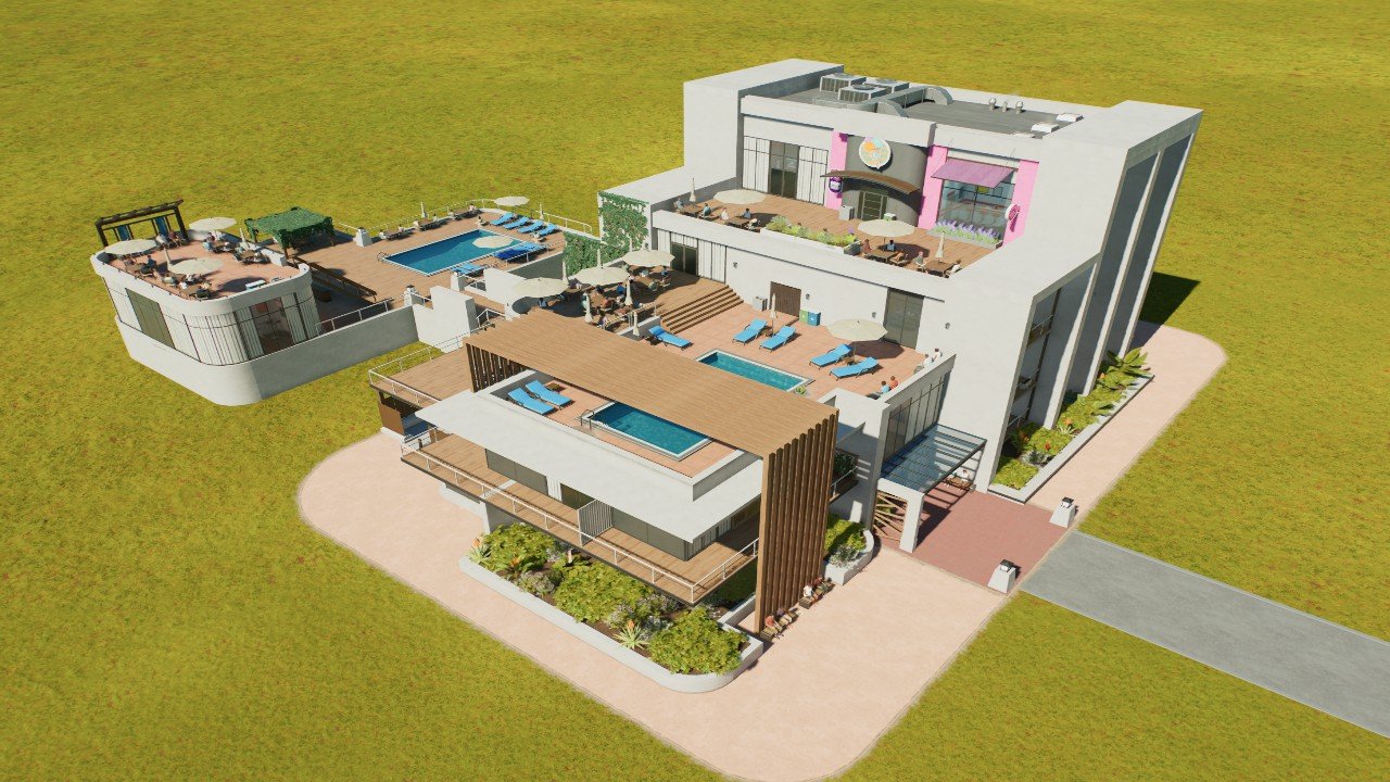 Large Hotel with Pool Deck & Amenities