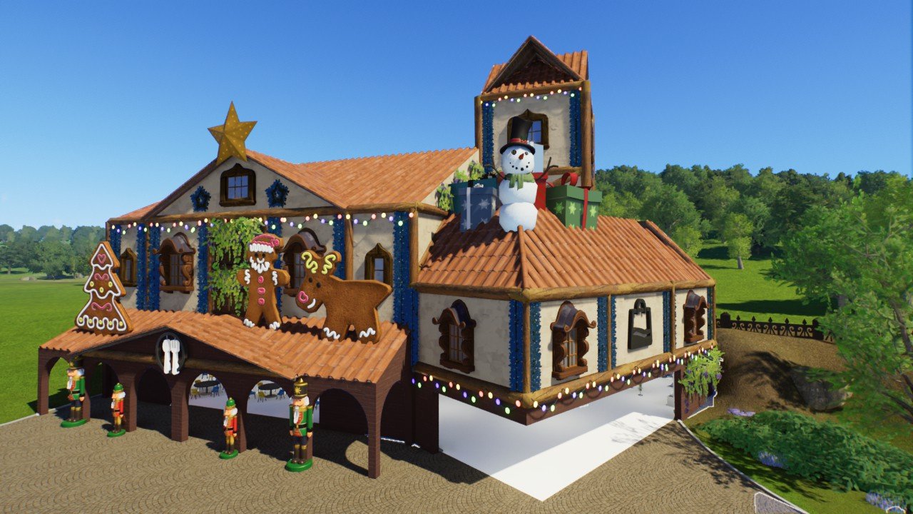 Main Street Houses Festive