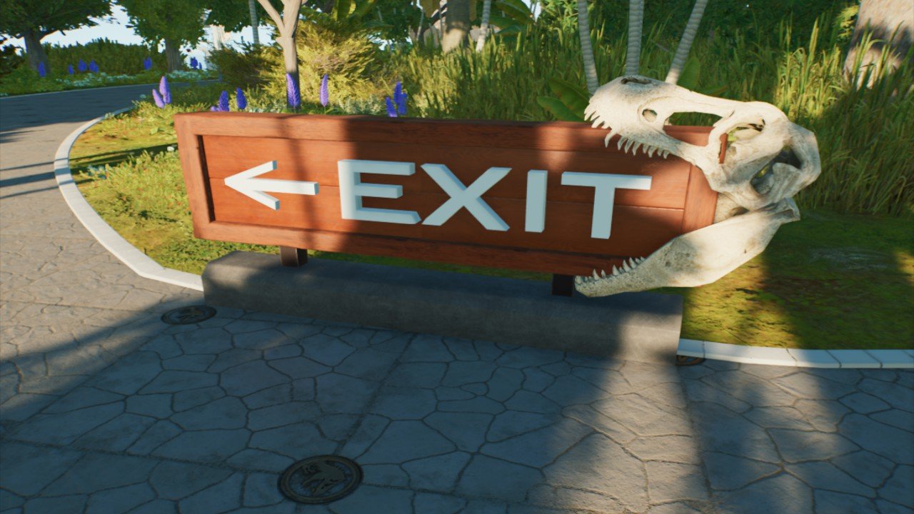 Park Ride Exit Sign Park Exit Sign - Workshop - Jurassic World Evolution 3