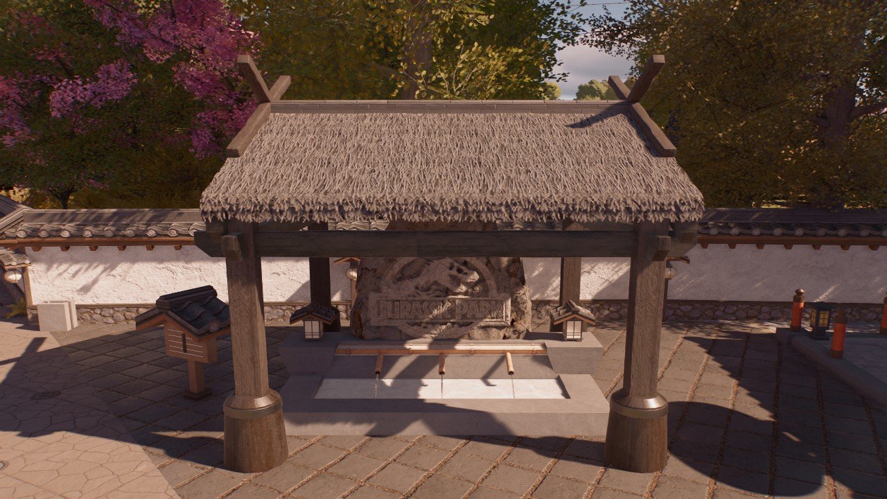 Japanese shrine bamboo water feature