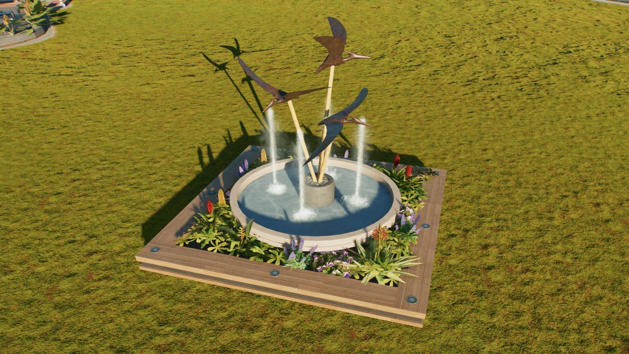 Pterodactyl Fountain with Planters