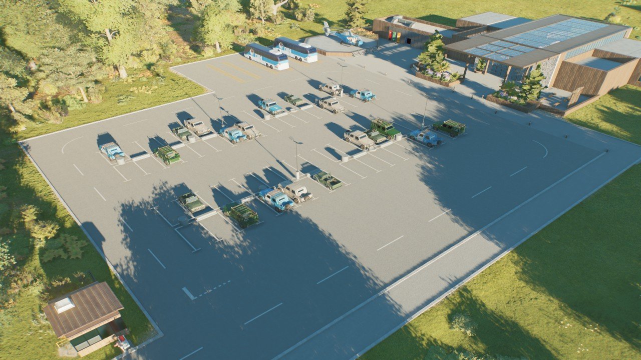 Entrance with parking lot - Workshop - Jurassic World Evolution 3