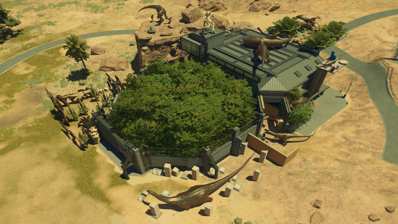 dinosaur hatchery with statue