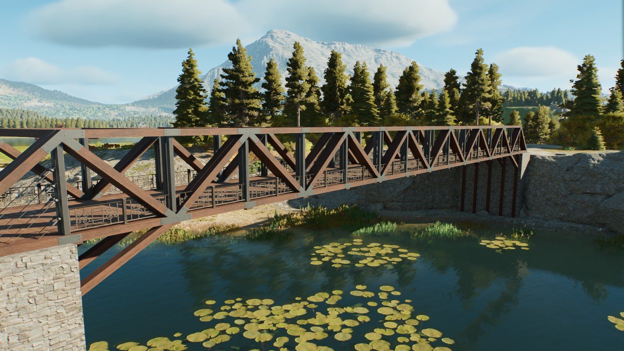 Wooden truss bridge: Jurassic lodge