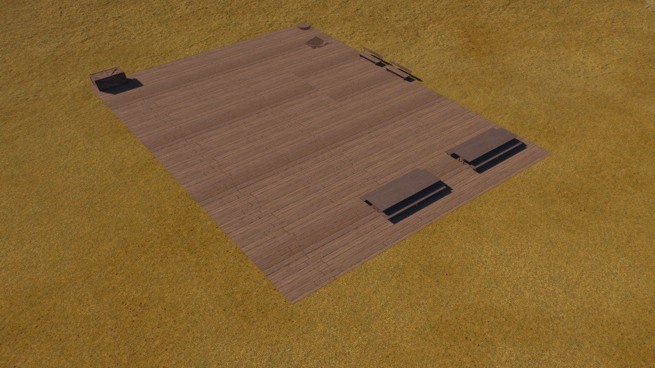 Wetlands plaza with benches