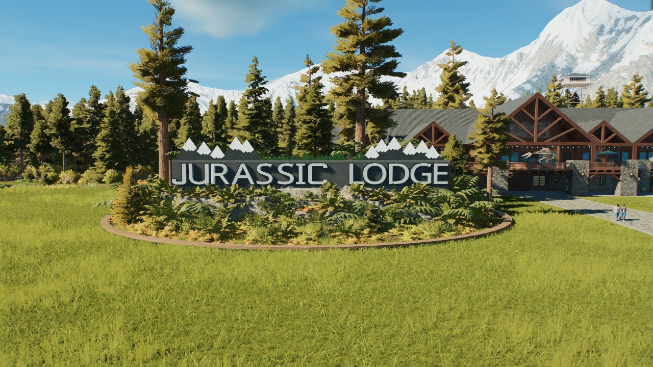 Jurassic lodge park sign