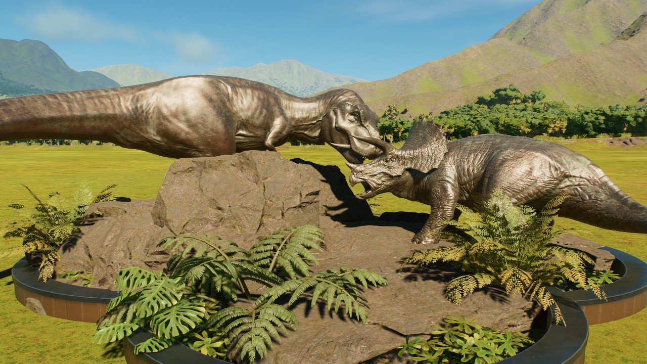 T.rex vs Triceratops Statue