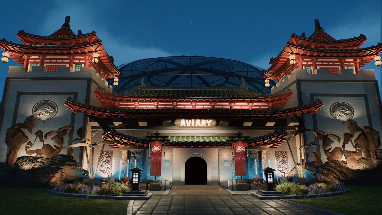 Asian style aviary viewing gallery 