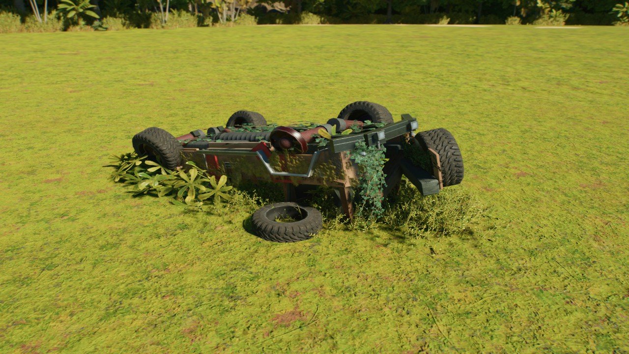 Flipped Abandoned Jurassic Park Jeep