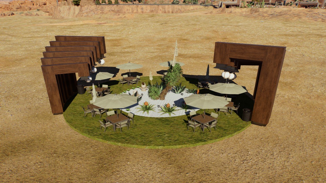 Retro-Modern Guest Seating Area - Workshop - Jurassic World Evolution 3