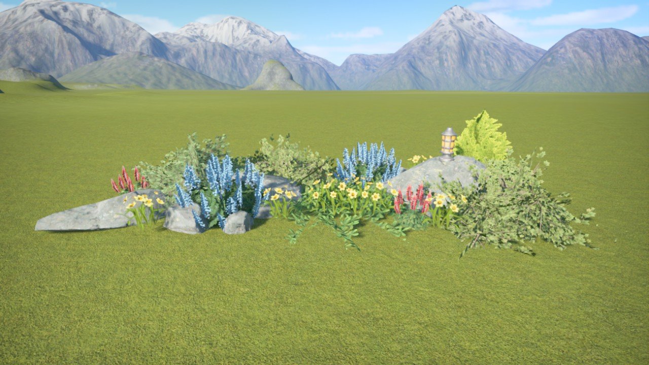 Natural Rock & Flowers Scenery