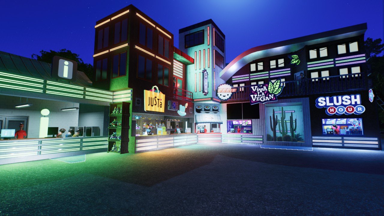 Cyberpunk corner building