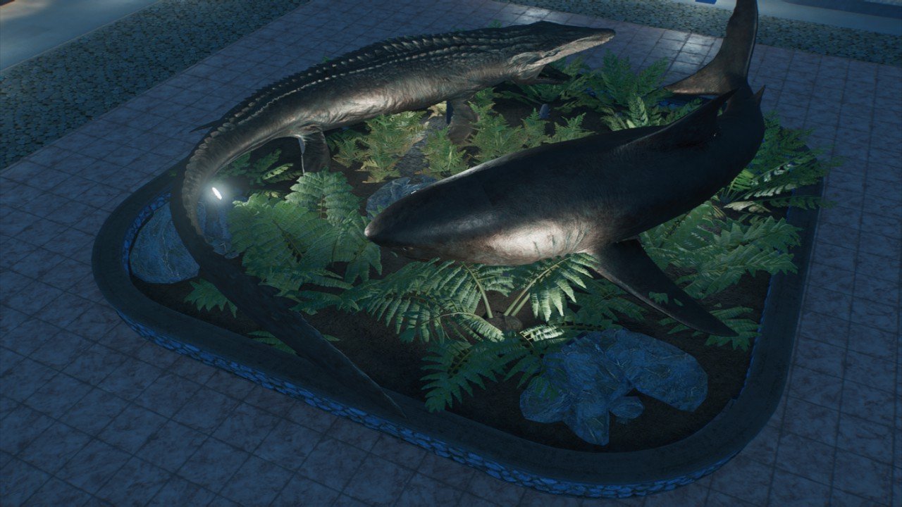 Mosasaurus vs Megalodon satue
