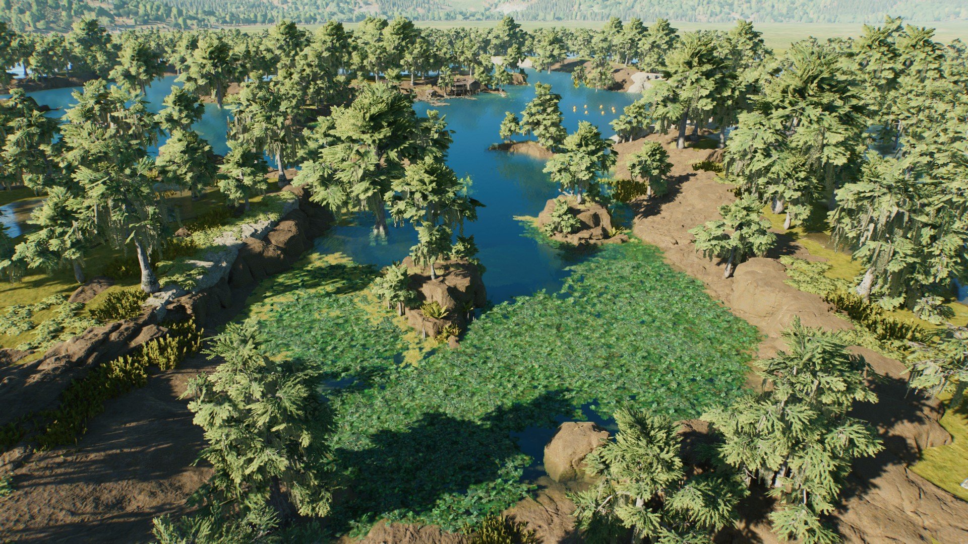 Swamp Lagoon (water is green, NOT BLUE, in the park)