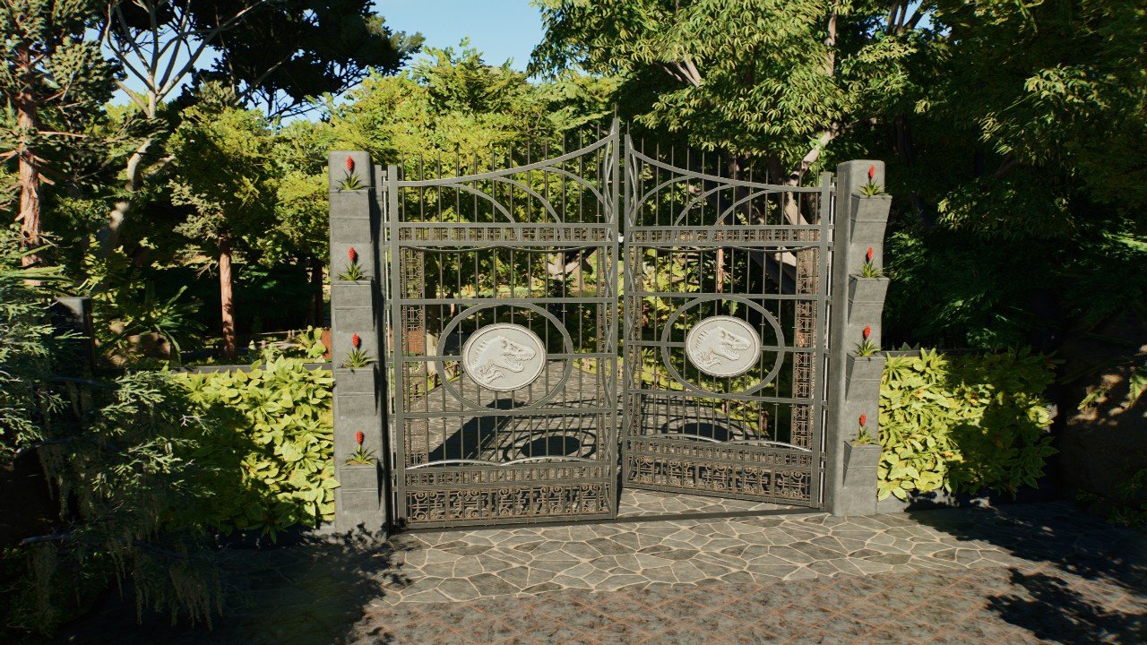Large Jurassic park inspired gate