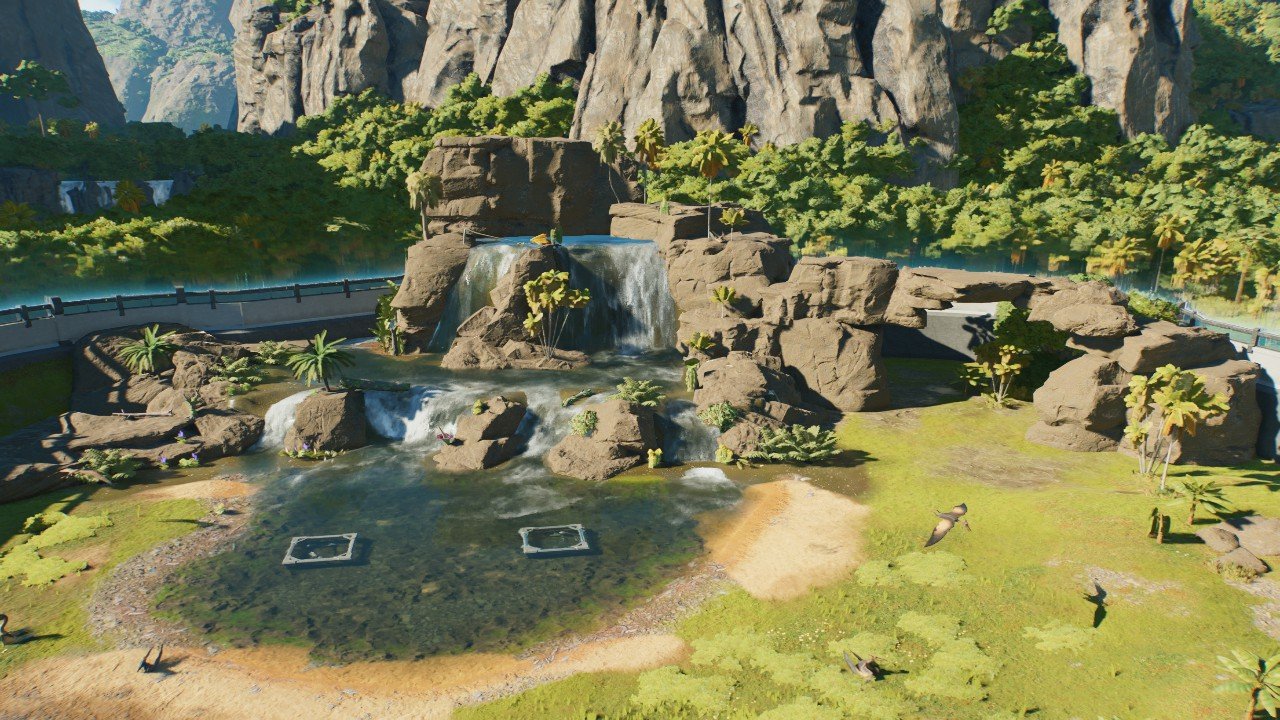Aviary Waterfall with aviary perch points